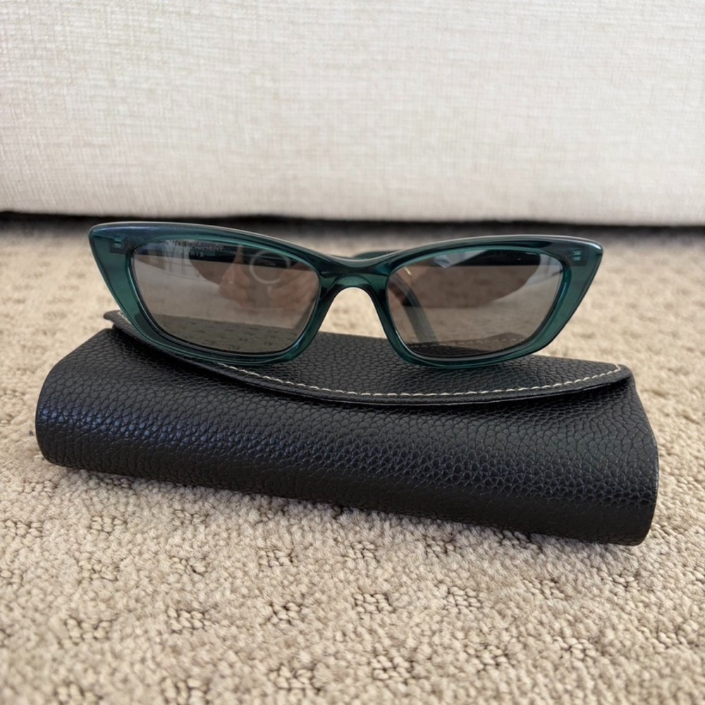 Saint‎ Laurent SL 277 Designer Sunglasses 52mm Cat Eye in Green Made Italy $421